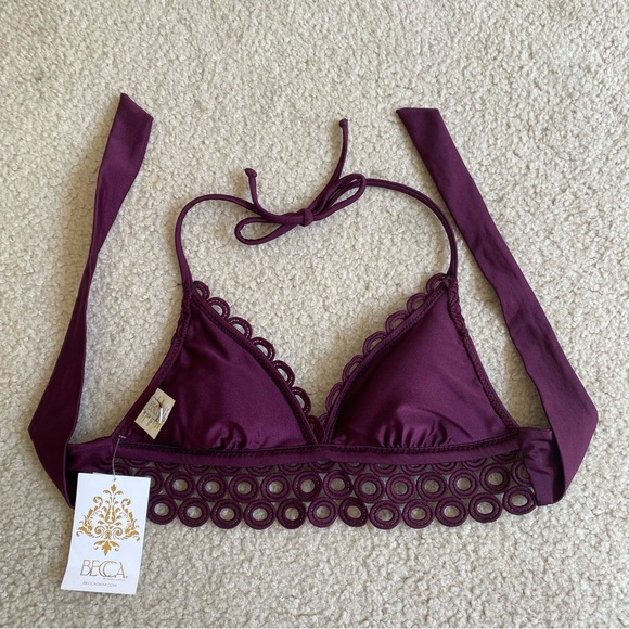 NWT Purple BECCA SWIM triangle bikini top, small - Picture 11 of 12